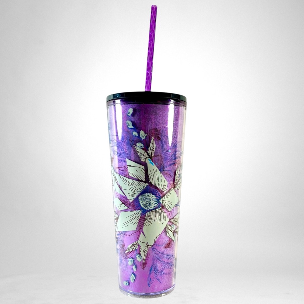 Starbucks 2024 Purple Winter Floral Tumbler - 24 oz. Not Original Straw
